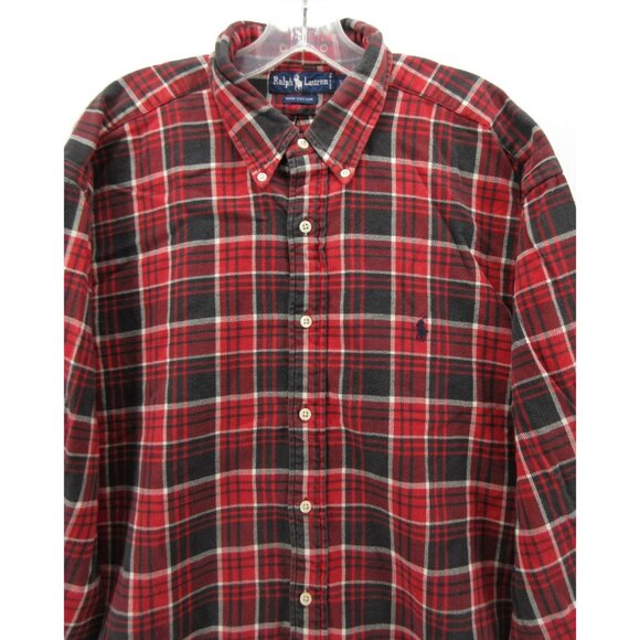 Ralph Lauren Shirt XL Flannel Button Down Plaid Heavy Preppy Classic * - Picture 2 of 11